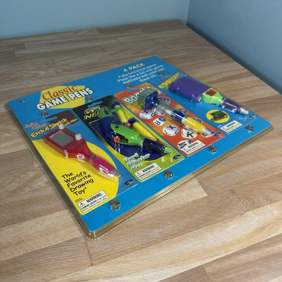 NUEVO 4 Pack Clásicos Plumas de Juego Grabado Un Boceto Nerf Dart Blaster Boggle Spirograph Foto 4 de 4