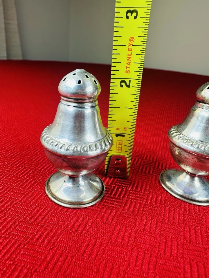 Par de cocteleras de sal y pimienta con peso de plata esterlina internacional de colección decoración de mesa Foto 4 de 4