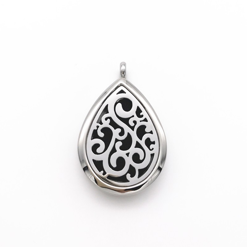 Swilrl Diffuser Aromatherapy Essential Oil Diffuser Necklace Teardrop Swirl Silver SS ...