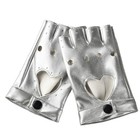 Punk Heart Style Motorcycle Gloves Punk Fashion Fingerless Soft PU Leather Club