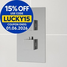 Modern Concealed Shower Valve Thermostatic Square Controls Chrome Twin Outlet