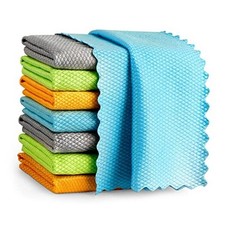 Microfiber Glass Cleaning Cloth, 8PK, Premium Microfiber 12" 12" Multicolor