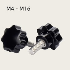 M4 - M16 Star Knob Grip Screws Male Thread Star Shaped Head Knob Clamping Nut