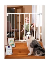 Babelio No Bottom Bar Baby Gate, 28" H x 26-43" W, White White Fast Ship
