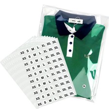 12" x 15" Clear Plastic T-Shirt Bags with Clothing Size Stickers, 100 Pcs Cel...