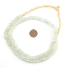 Clear Aqua Recycled Glass Beads 9mm Ghana African Sea Glass Blue Round Handmade