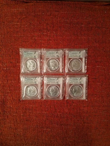 2021 MORGAN & PEACE SILVER DOLLAR PCGS MS70 FDOI 100th Anniversary 6 COIN SET