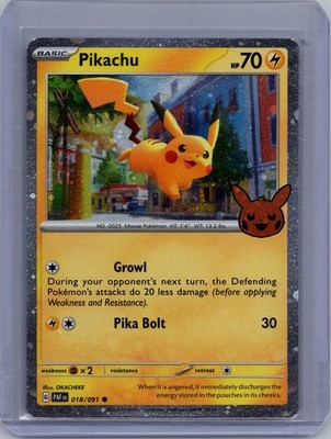 Pikachu 018/091 Holo Rare Trick or Trade BOOster 2024 Pokemon Near Mint