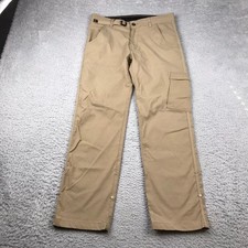 PrAna Stretch Zion Pants Mens S 32x28 Beige Nylon Convertible Hiking Pants