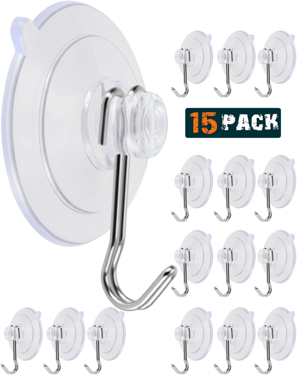 Suction Cup Hooks, Transparent PVC Removable Reusable, for Glass Windows, Mir...