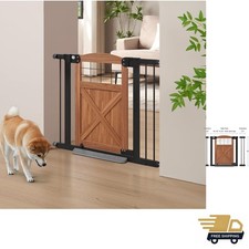 30" Tall Stylish Farmhouse Dog Gate with Adjustable Width  Automatic Close