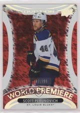 2021 Upper Deck Ovation World Premiere Red 187/199 Scott Perunovich #WP-1 0h56
