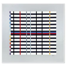 Yaacov Agam- Silkscreen Serigraph "Hommage du Mondrian (Silver)"