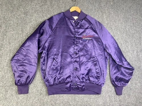 Vintage 90’s Chevrolet “ The Heartbeat Of America” Purple Satin Jacket Size Med. image 3