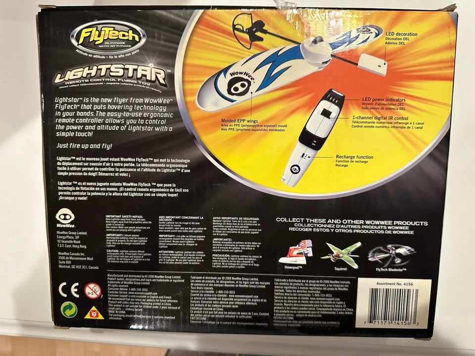 WowWee FlyTech Lightstar Remote Control Flying Toy New In Box - Image 4 of 4