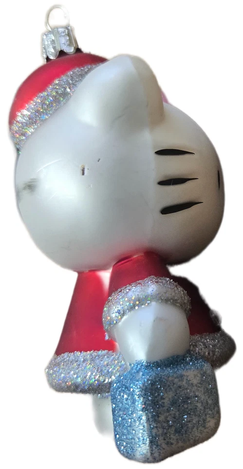 Hello Kitty Kurt Adler Sanrio Navidad Viaje Papá Noel Vidrio Adorno Foto 3 de 4