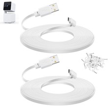 2-Pack 10ft Flat Micro USB Power Cord for WYZE Cam Pan v3 90-Degree White