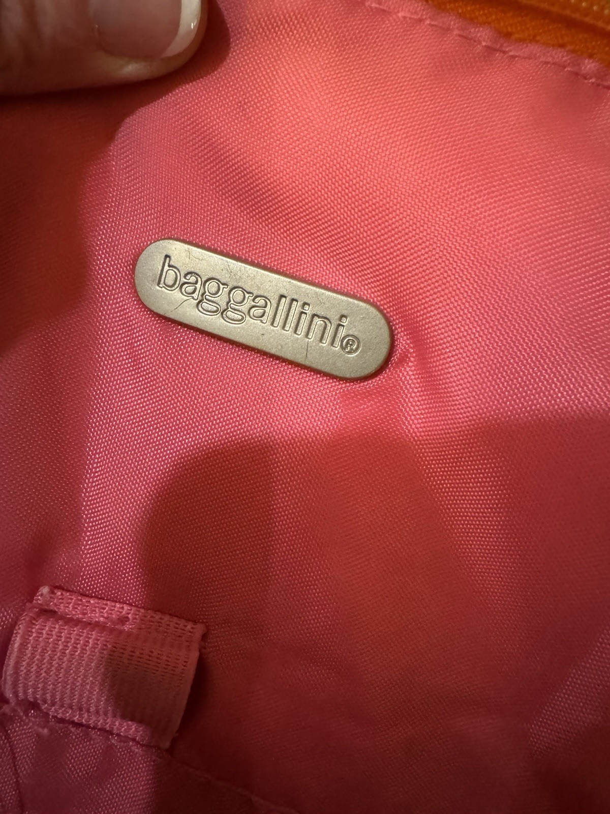 Baggallini Orange Triangle Backpack with Zipper A… - image 4