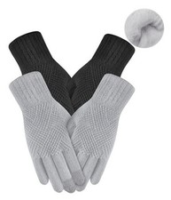 Winter Gloves Women Warm Touch Screen Gloves for Cold Medium Black Grey