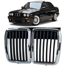 Für BMW 3er E30 82-94 Classic Sport Kühlergrill Grill Schwarz Chrom 51131884350