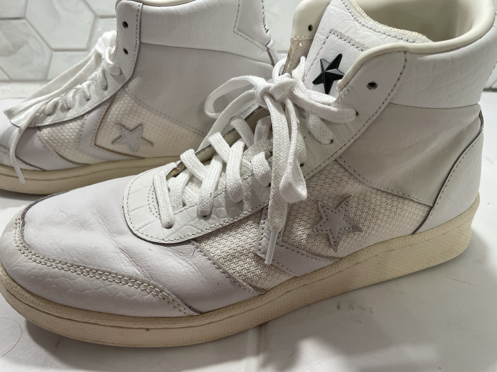 Converse Pro Leather Sport Unisex Men’s 8.5 Woman’s 10 White Hi Top Sneakers thumbnail 4