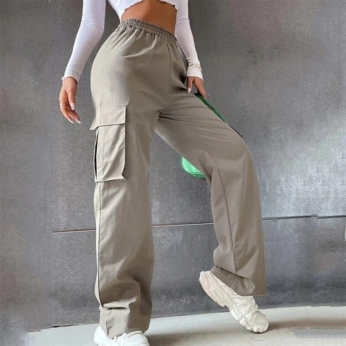 Pantalones cargo mujer cintura alta mujer pierna ancha baile ocio pantalones sueltos deporte//1 - Imagen 6 de 28