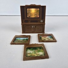 Sylvanian Families Deluxe TV Television Set Working Back Light 4 Scene Screens