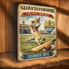 Personalised Gloucestershire Cricket Metal Wall Sign County Club Plaque ECC05