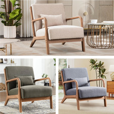 CANMOV Accent Chair Modern Armchair with Walnut Solid Wooden Frame & Armrest