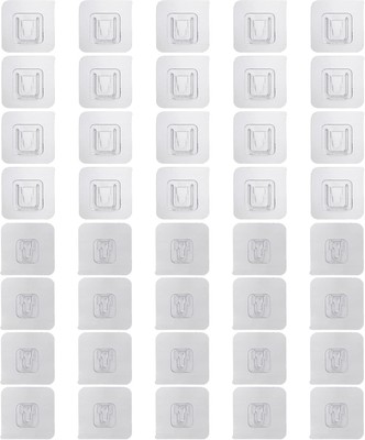 Sscon 40Pcs Double Sided Hooks Transparent Self 58mm*58mm, 