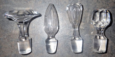 Lot 4 Bouchons de Carafe Anciens - Verre / Cristal? Taillé - Certains Numérotés