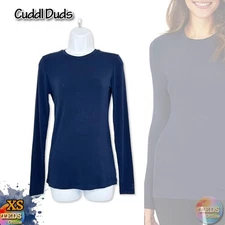 NWOT Cuddl Duds Womens XS Softwear with Stretch Long-Sleeve Layering Top, Navy