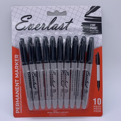 Everlast Permanent Markers Fine Point 10 Pieces Black 