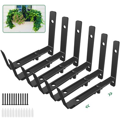 Adjustable Window Planter Box Brackets (6 to 12.5 in),Heavy Duty Wall Mount H...