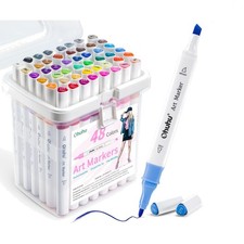 Ohuhu Markers 48-Color Double Tipped Brush Chisel Alcohol Markers for Adults