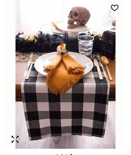 Design Imports Gingham Büffel Karo Tischläufer, 14×108, schwarz-weiß - Bild 1 von 4