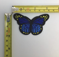 Monarch Butterfly Patch Embroidered Dark Blue-Yellow-Black 3 Inch