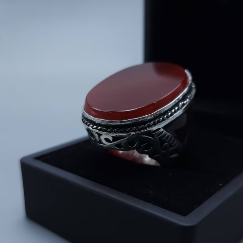 Yemeni Aqeeq Ring Shefat Al Abad Al Habshi Black Aqeeq Yemeni Kabadi Aqeeq Agate - Picture 8 of 10