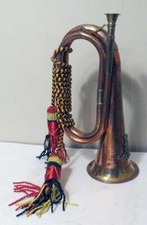 WW2 Replica Royal Artillery Copper and Brass Bugle with Ropes