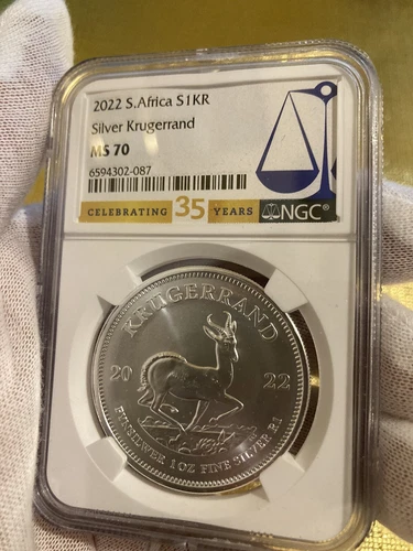 2022 SOUTH AFRICA 1KR SILVER KRUGERRAND NGC MS70