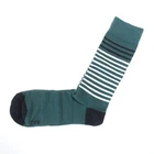 BAR III 3 STRIPED GREEN BLACK WHITE SEAMLESS DRESS CREW SOCKS MENS NEW