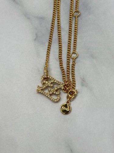 Auth FENDI FF Monogram Rhinestone Pendant Necklace - Pre owned / KB3012 - Picture 4 of 5