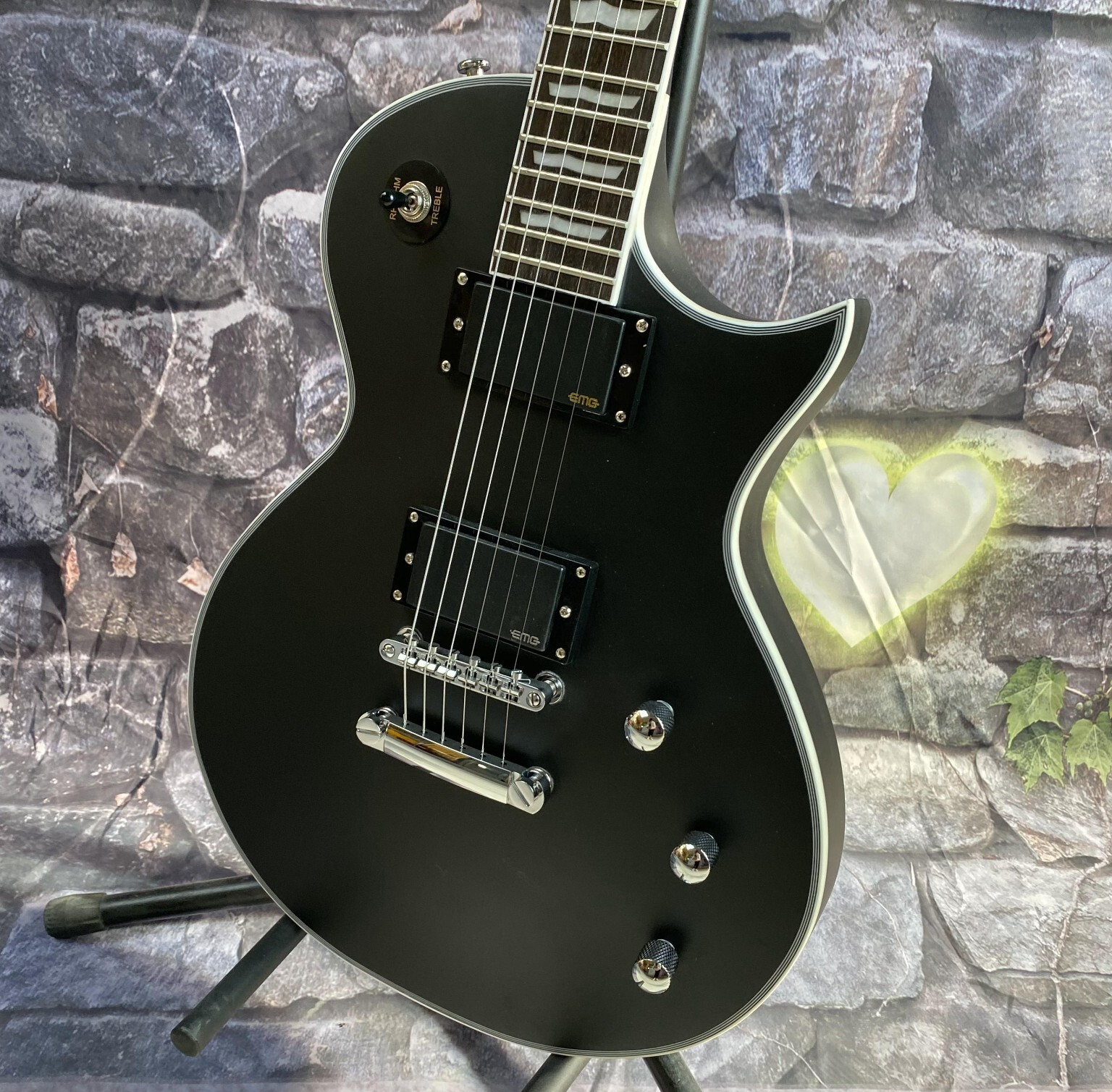 Custom LP Shape Electric Guitar with HH EMG Pickups in Matte Black