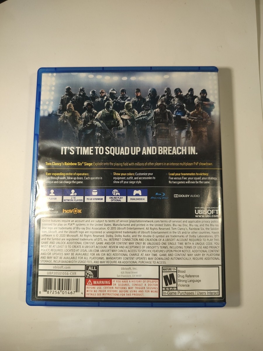 Playstation 4 Tom Clancy's RAINBOW SIX SIEGE Video Game PS4