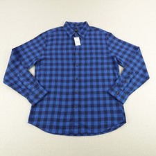 J Crew Shirt Mens Large Blue Plaid Check Flannel Button Up Long Sleeve NEW NWT