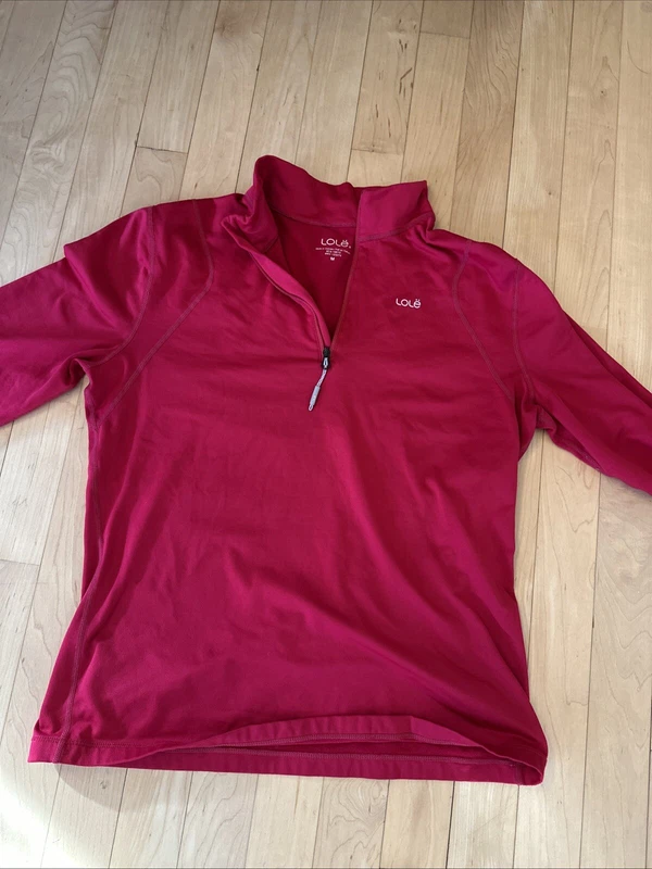 lole long sleeve mock 1/4 zip neck logo shirt