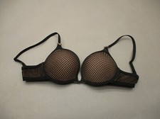 32D DKNY Womens Black Lace Underwire Lined Back Closure Push Up Bra 8F