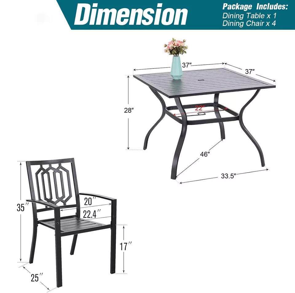 Gartengarnitur Sitzgruppe Gartenmöbel Set Garnitur Gartenset 5-teilig Stapelbare - Bild 4 von 4