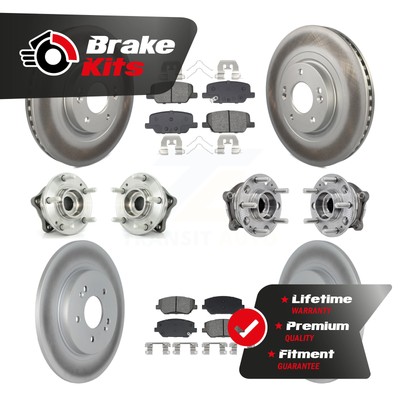 Front Rear Hub Bearings Coated Disc Brake Rotors And Pads Kit (10Pc) For AWD