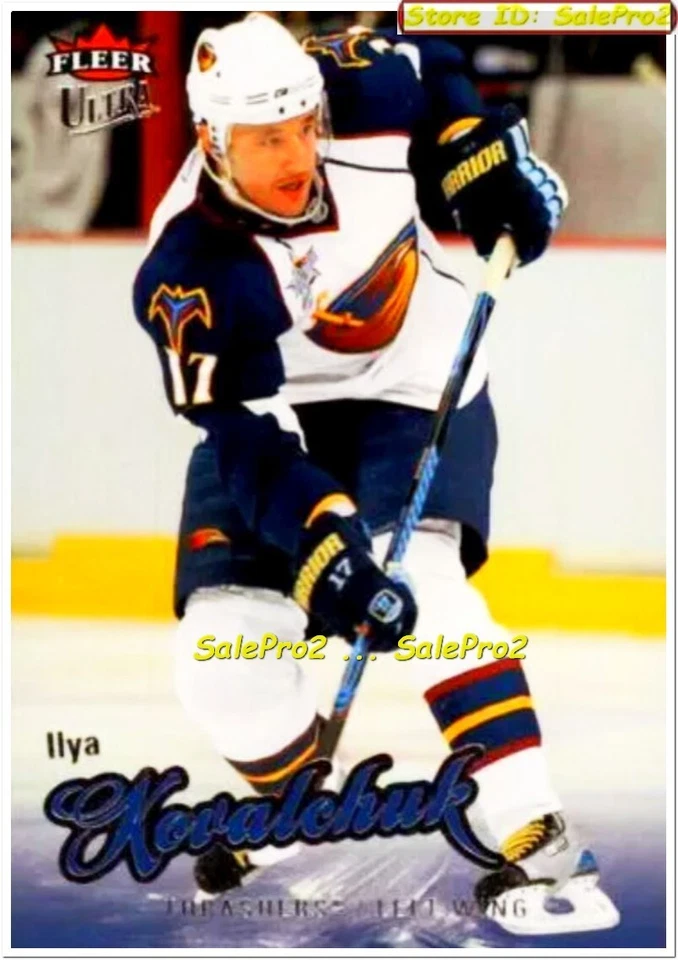 2x ULTRA FLEER 2008 ILYA KOVALCHUK NHL THRASHERS REGULAR + GOLD MEDALLION #1 LOT - Image 4 of 4